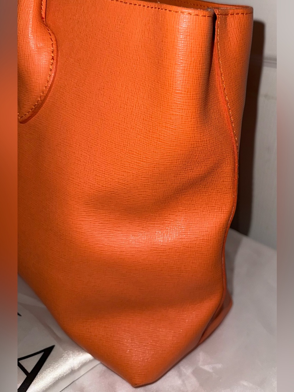 Furla Bright Orange Leather Tote with Top Handles - Picture 7 of 11